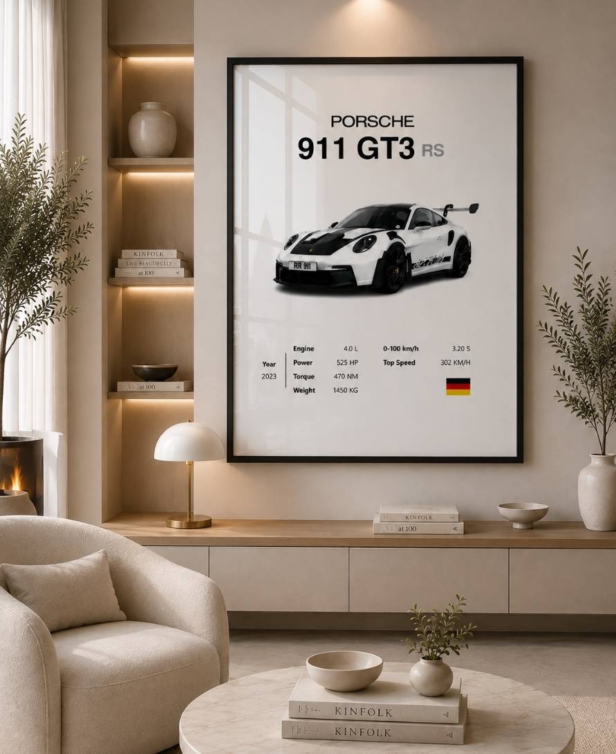 White Porsche 911 GT3 RS 2023 With Specs