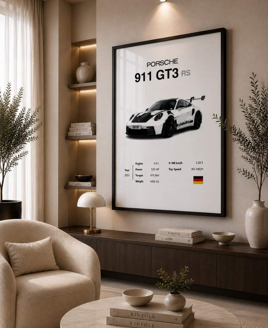 White Porsche 911 GT3 RS 2023 With Specs