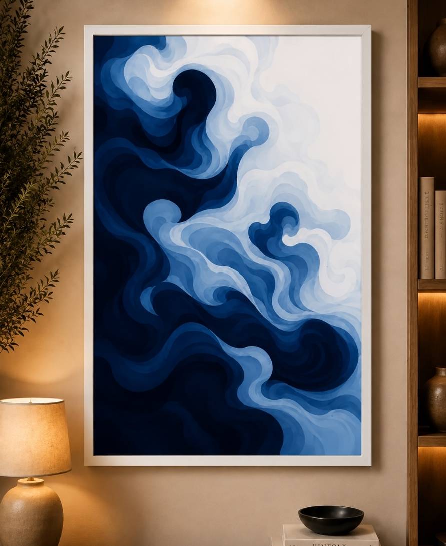 Abstract blue smoke/wave swirls
