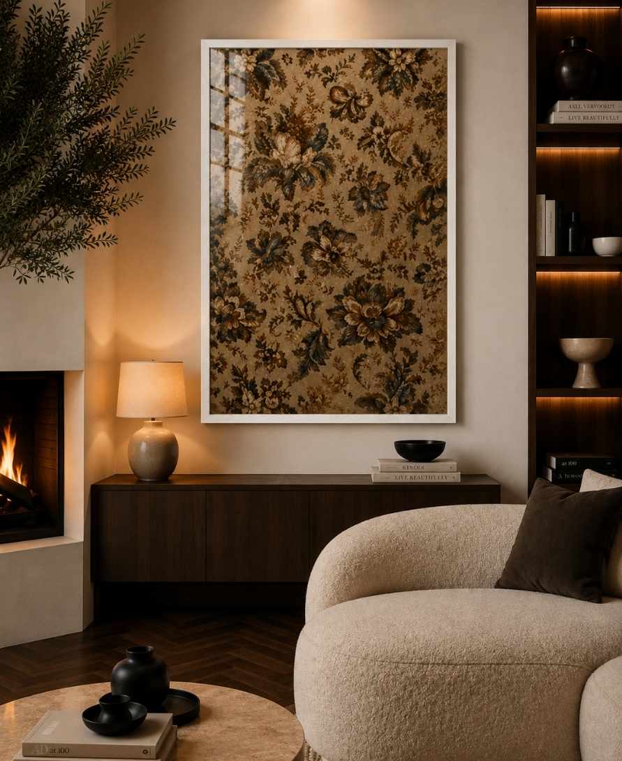 Antique floral damask (tan)