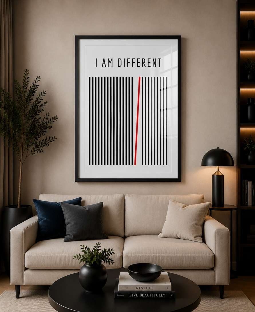 I Am Different Motivational Black & White Art Design