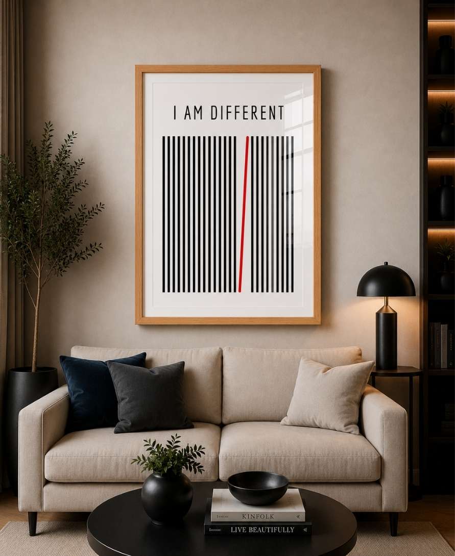 I Am Different Motivational Black & White Art Design