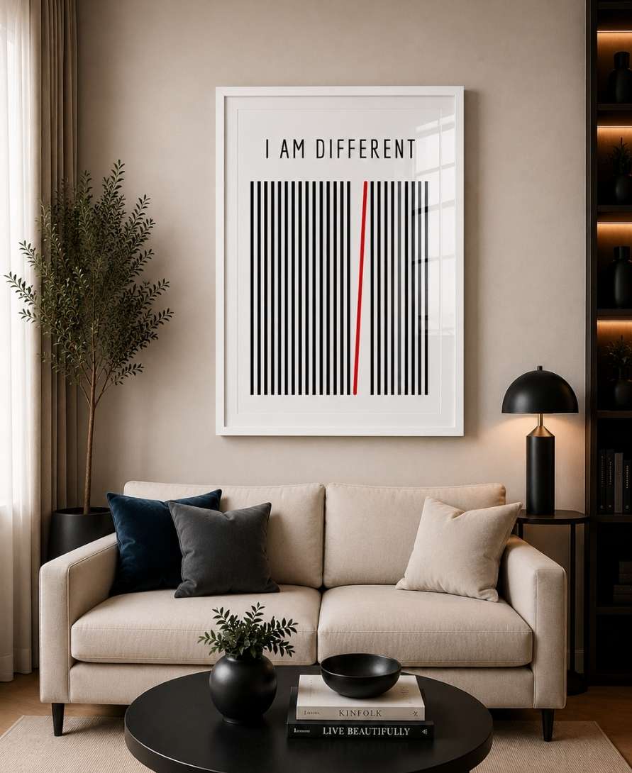 I Am Different Motivational Black & White Art Design
