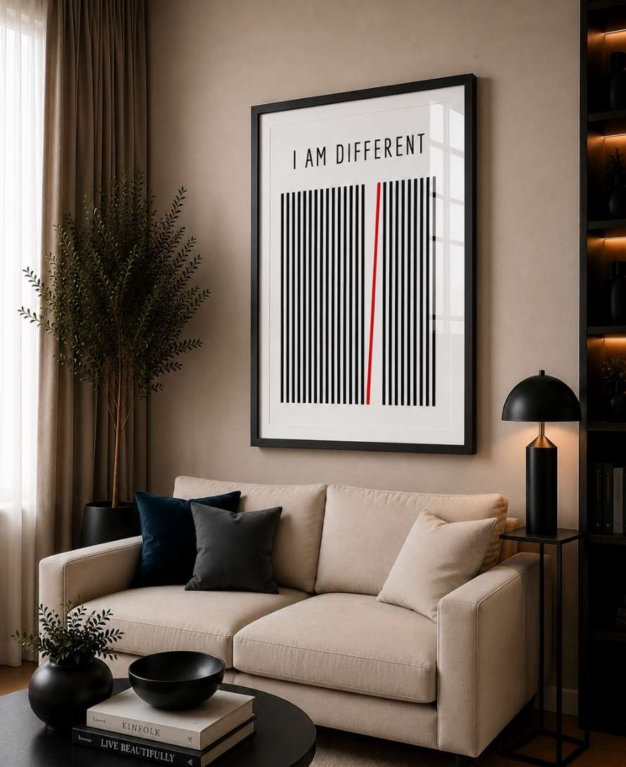 I Am Different Motivational Black & White Art Design