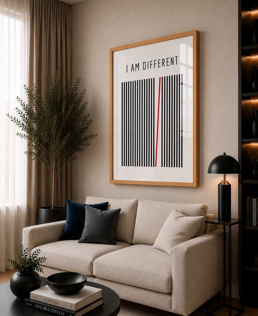 I Am Different Motivational Black & White Art Design