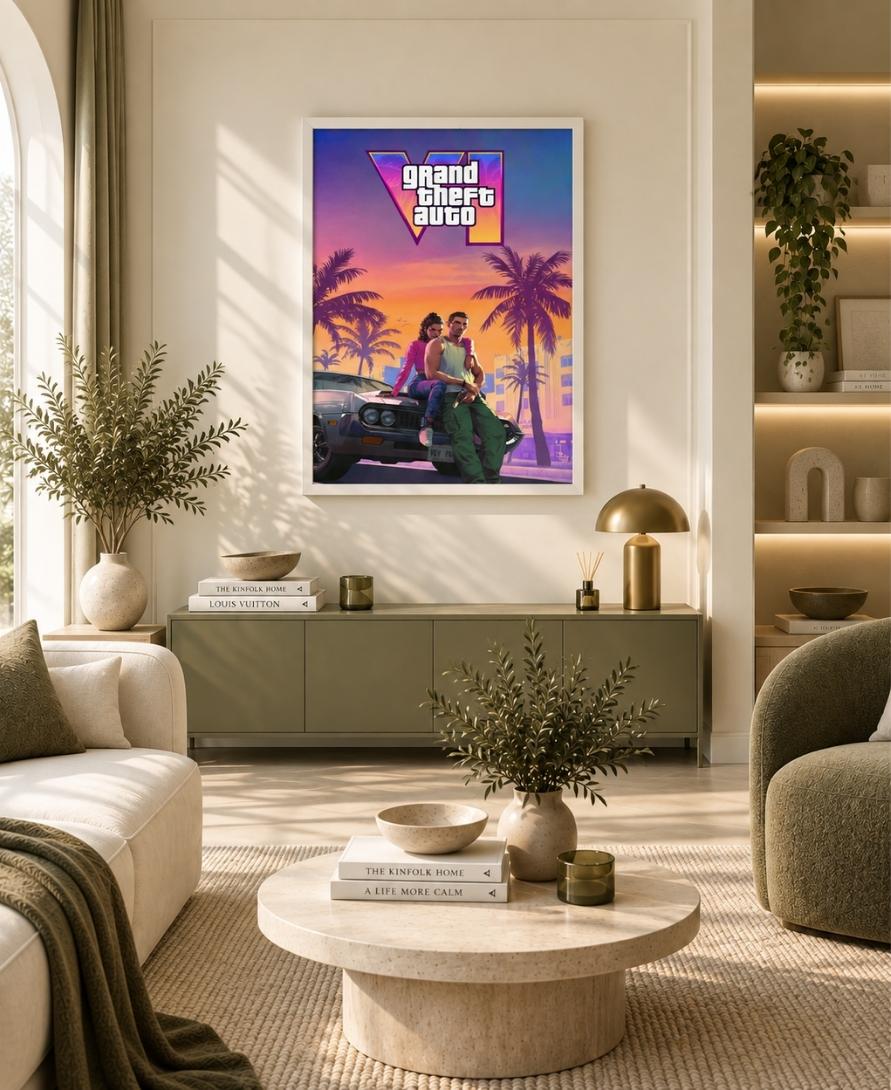 GTA VI Vice City Sunset Wall Art