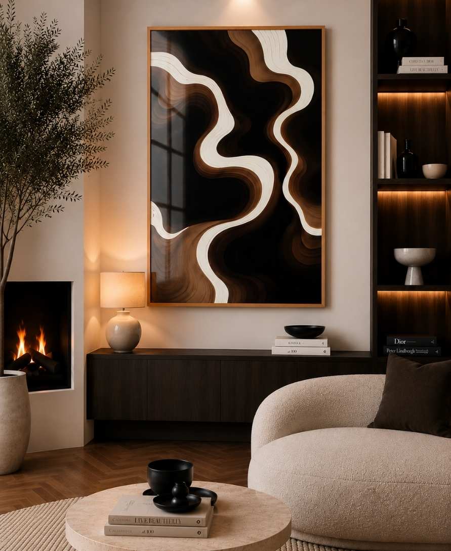 Brown & cream wave swirls