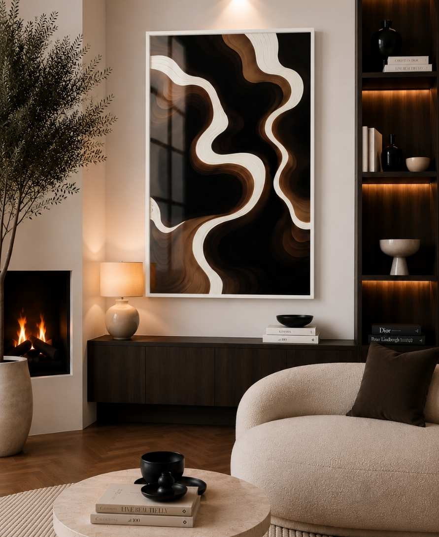 Brown & cream wave swirls