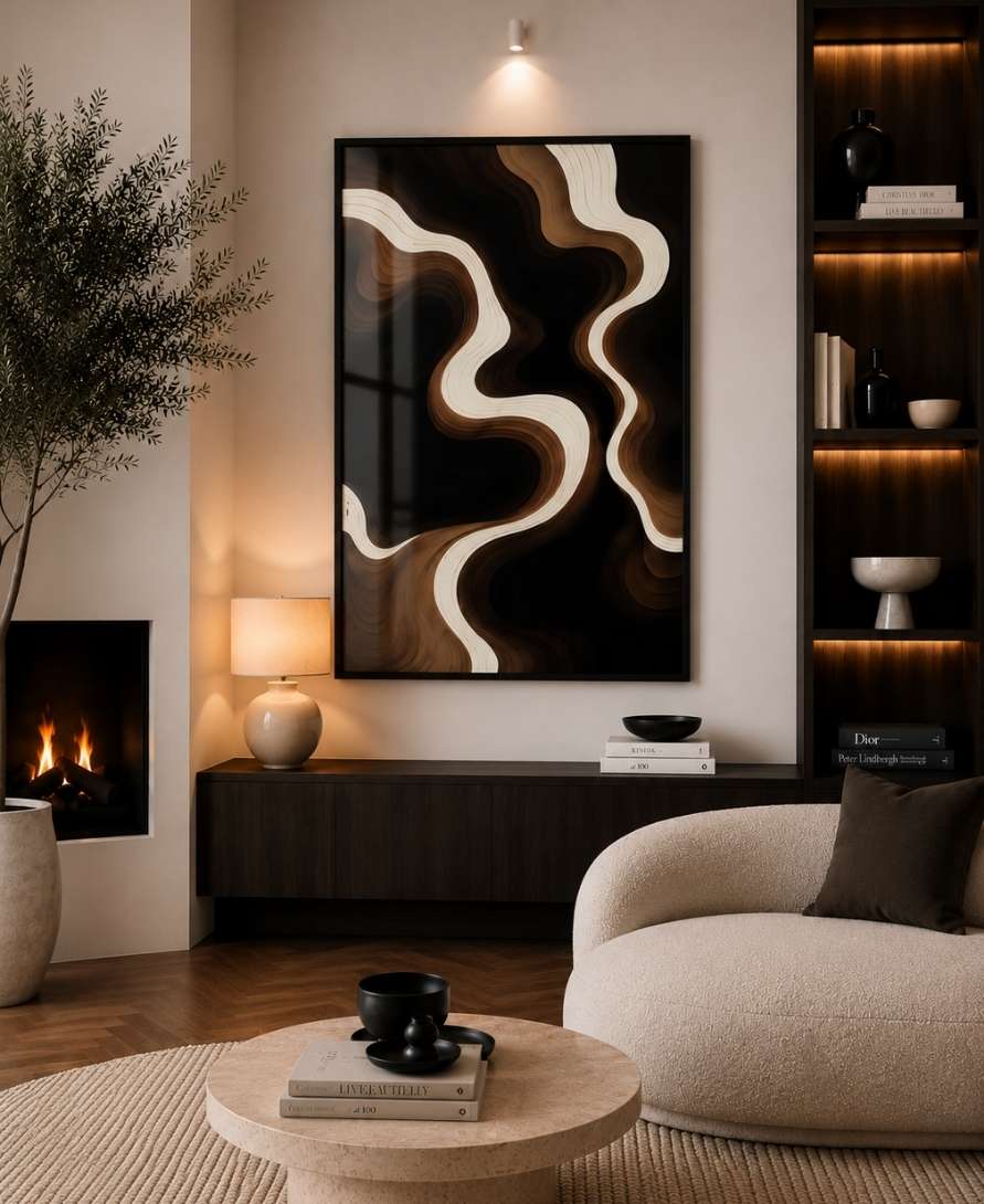 Brown & cream wave swirls