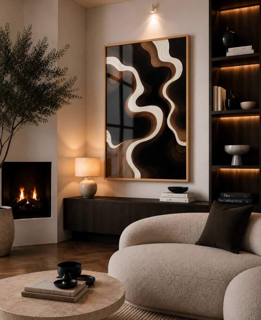 Brown & cream wave swirls