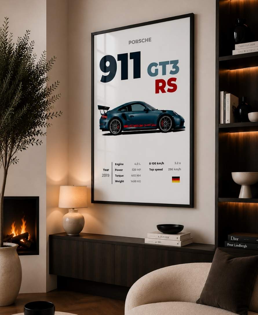 Blue Porsche 911 GT3 RS With Specs