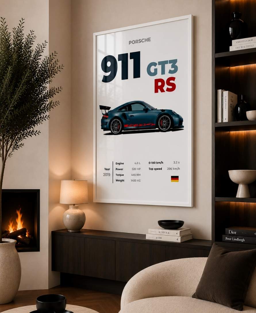 Blue Porsche 911 GT3 RS With Specs
