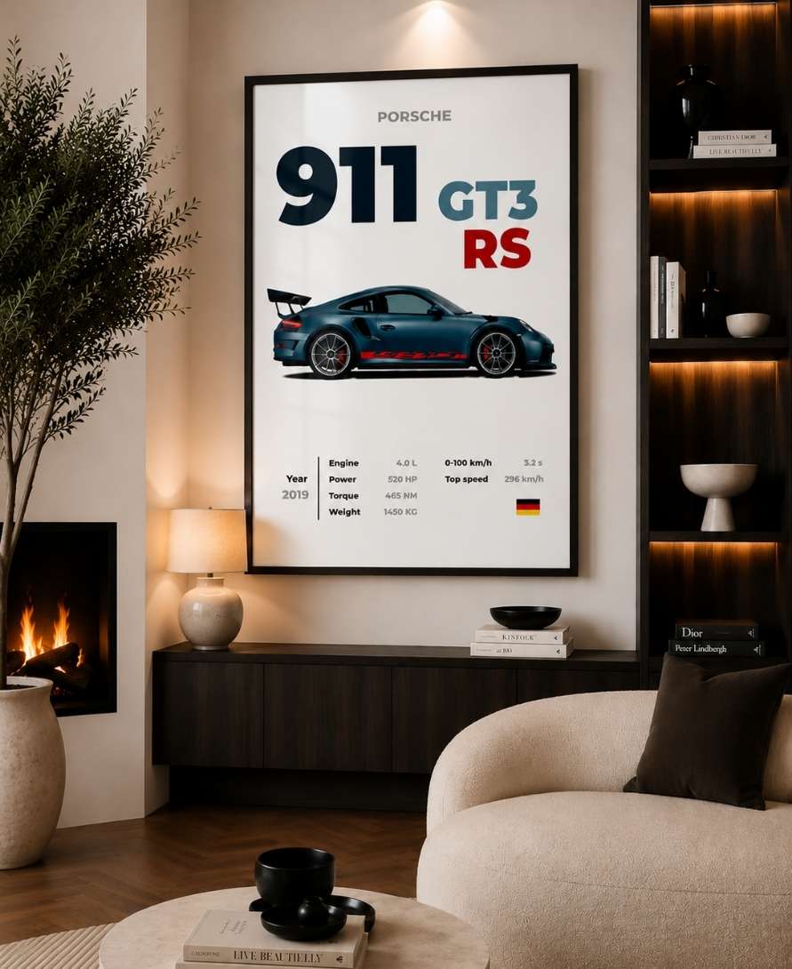 Blue Porsche 911 GT3 RS With Specs