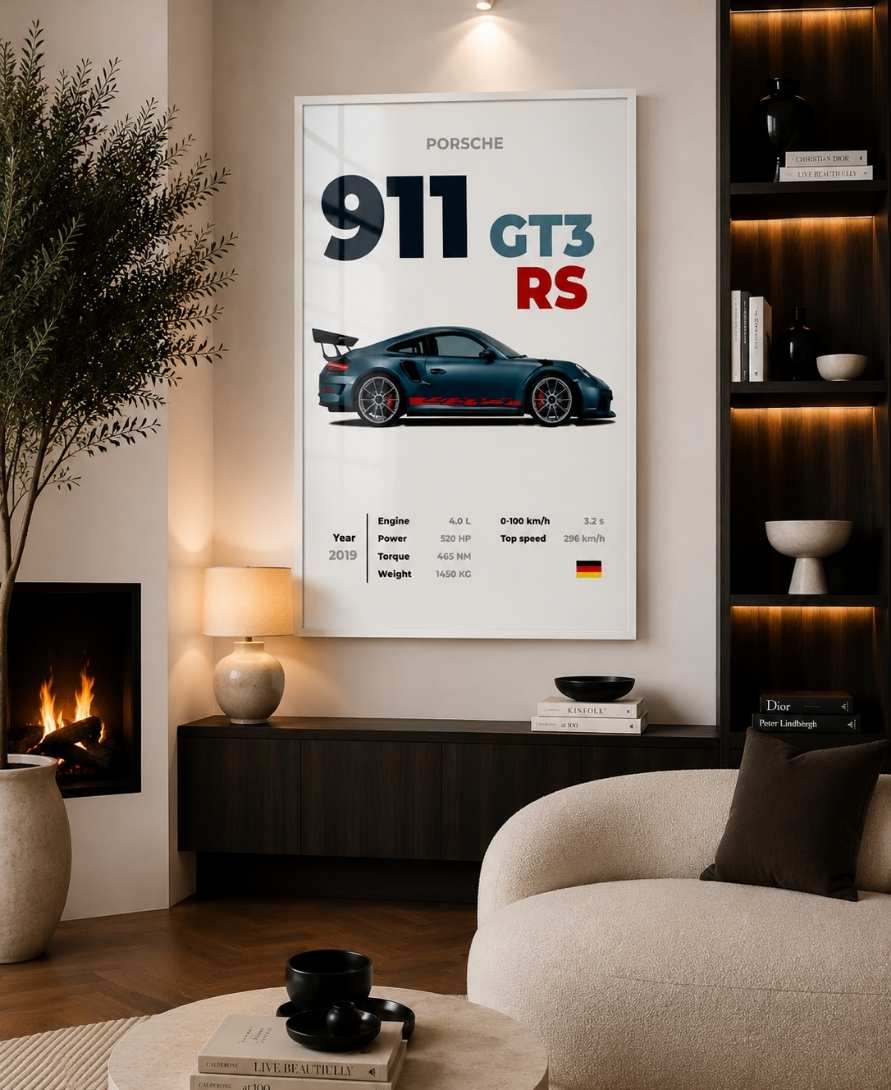 Blue Porsche 911 GT3 RS With Specs