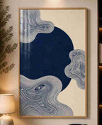 Navy ink swirl with face motifs