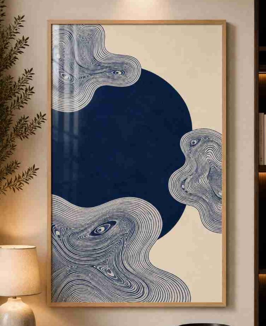 Navy ink swirl with face motifs