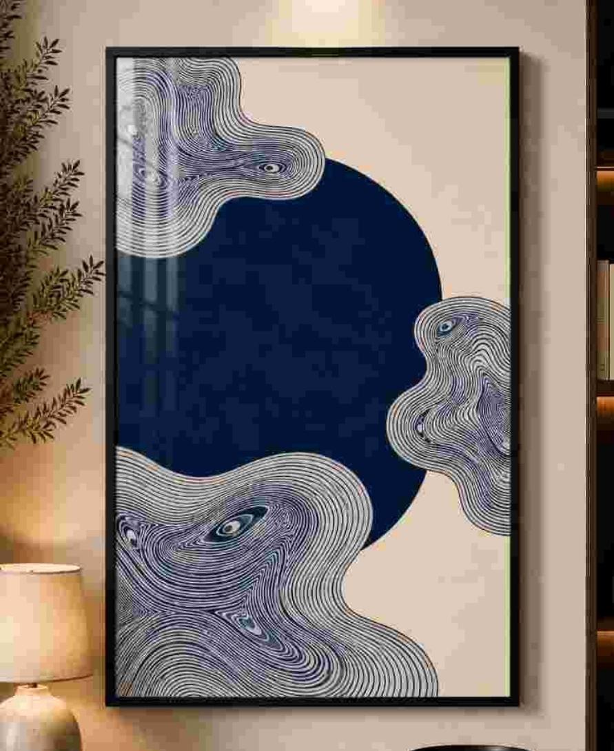 Navy ink swirl with face motifs