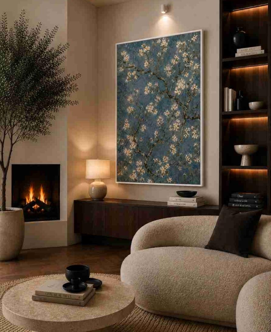 Almond blossom on blue (Van Gogh style)