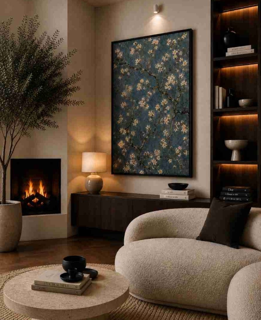 Almond blossom on blue (Van Gogh style)