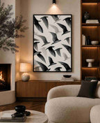 Black and white birds pattern (line art)