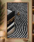 Aerial worshippers bowing at Kaaba corner
