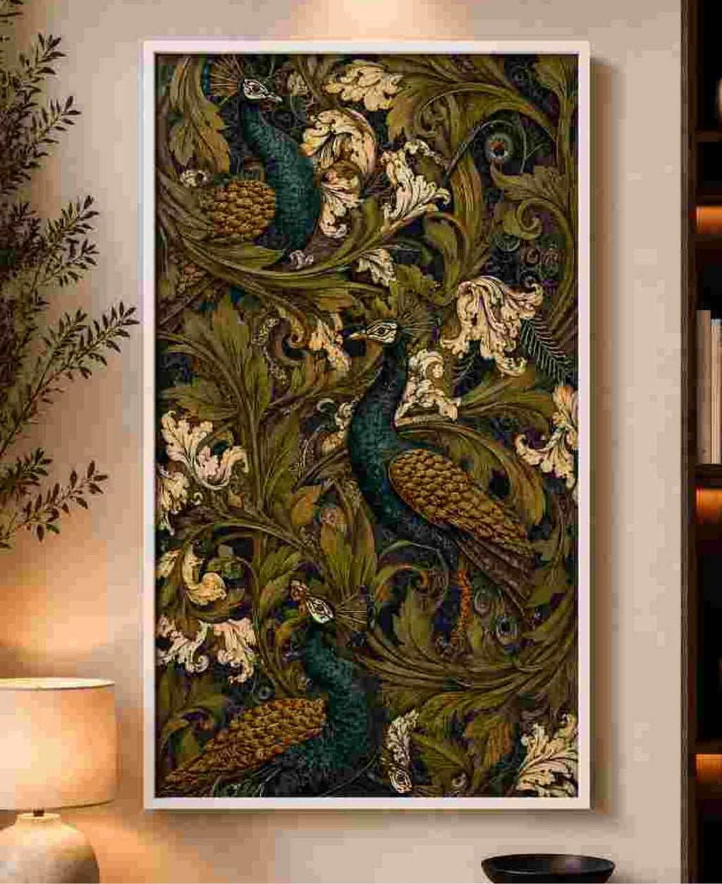 Peacock & acanthus tapestry (green)
