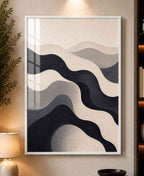 Black, grey & cream wave abstract