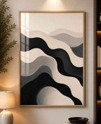 Black, grey & cream wave abstract