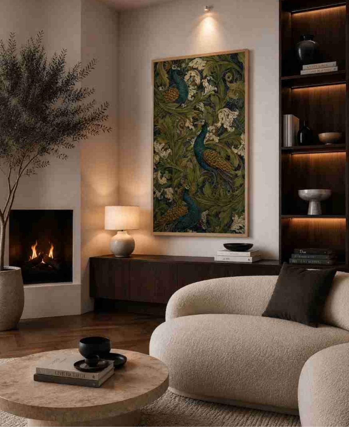 Peacock & acanthus tapestry (green)
