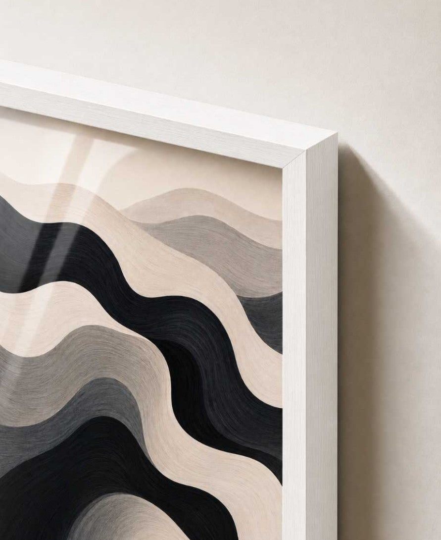 Black, grey & cream wave abstract