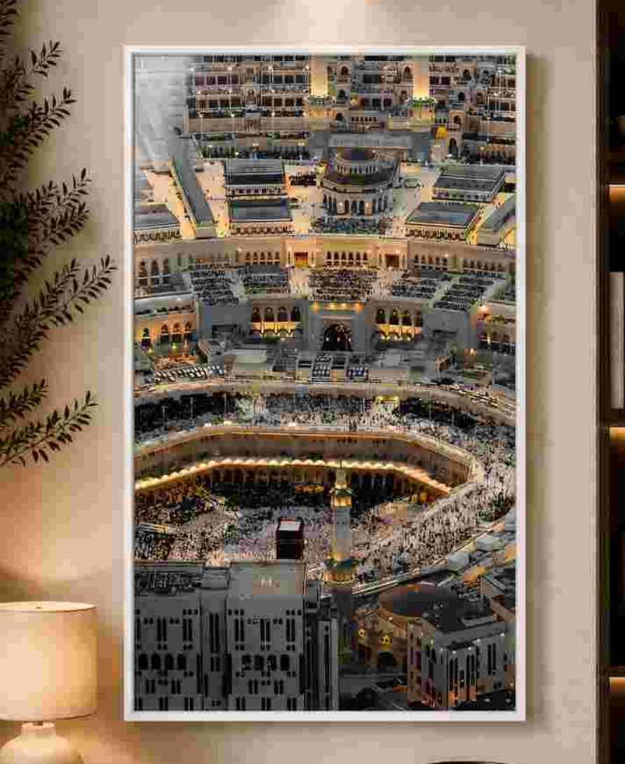 Mecca aerial night view of Kaaba