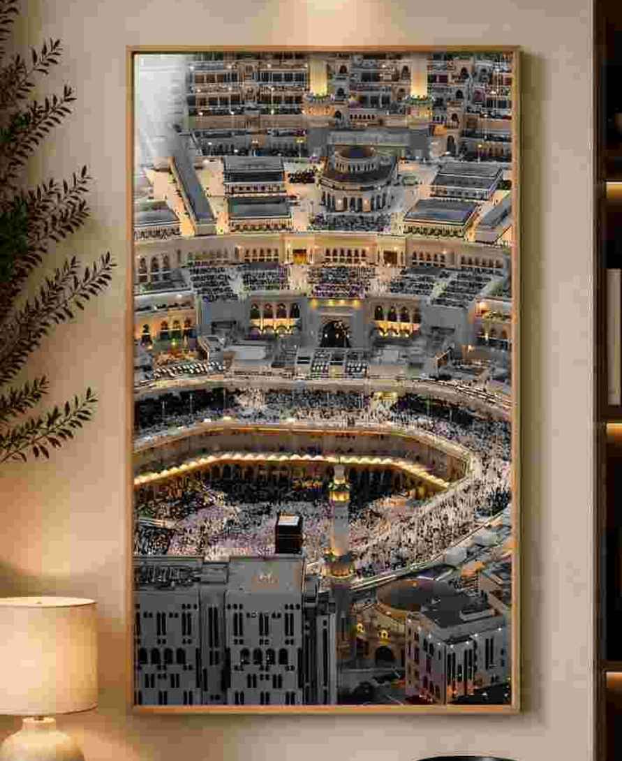Mecca aerial night view of Kaaba