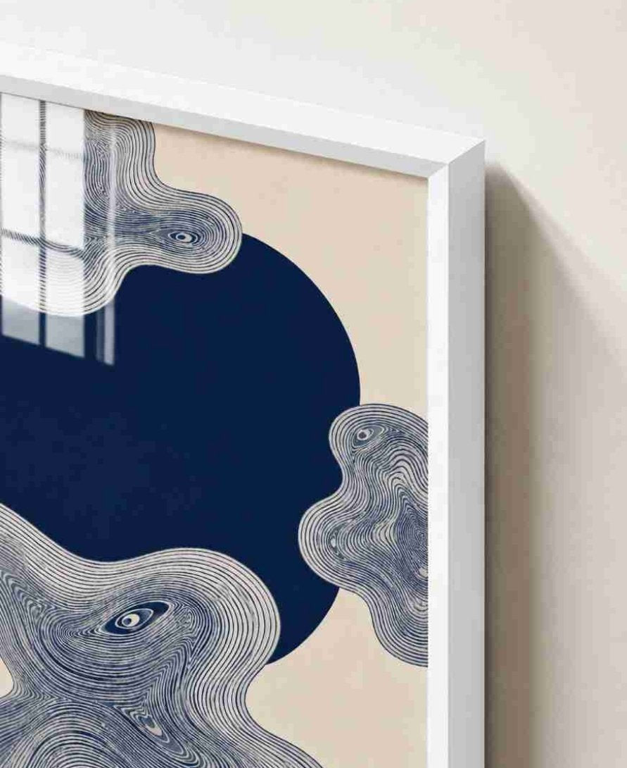 Navy ink swirl with face motifs
