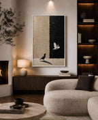 Crow and dove on split wall (light/dark)