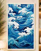 Japanese-style ocean waves (blue/white)