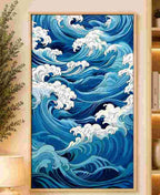 Japanese-style ocean waves (blue/white)