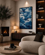 Japanese-style ocean waves (blue/white)