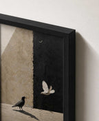 Crow and dove on split wall (light/dark)