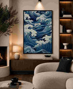 Japanese-style ocean waves (blue/white)