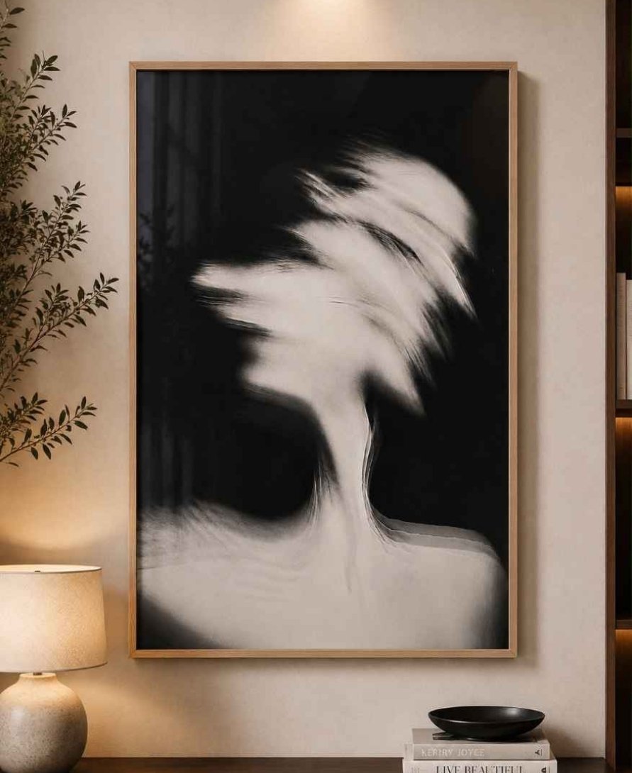 Blurred motion portrait B&W