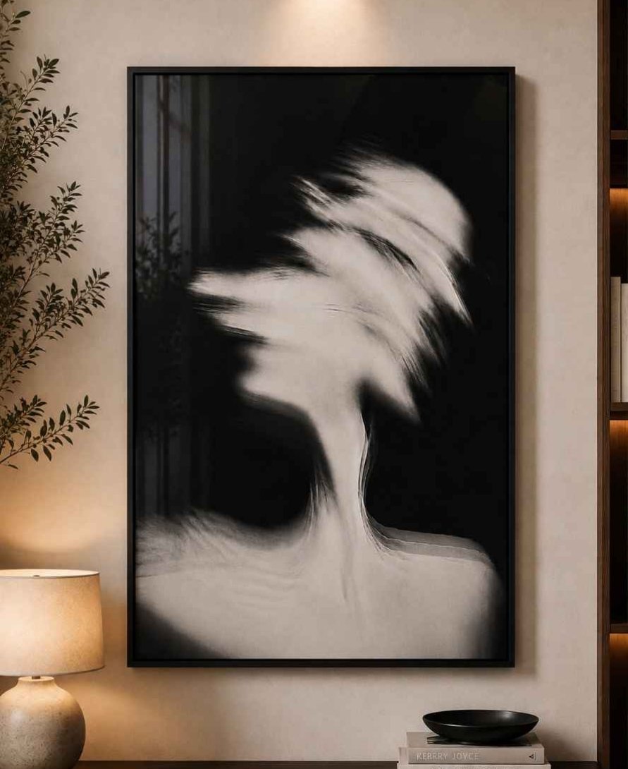 Blurred motion portrait B&W