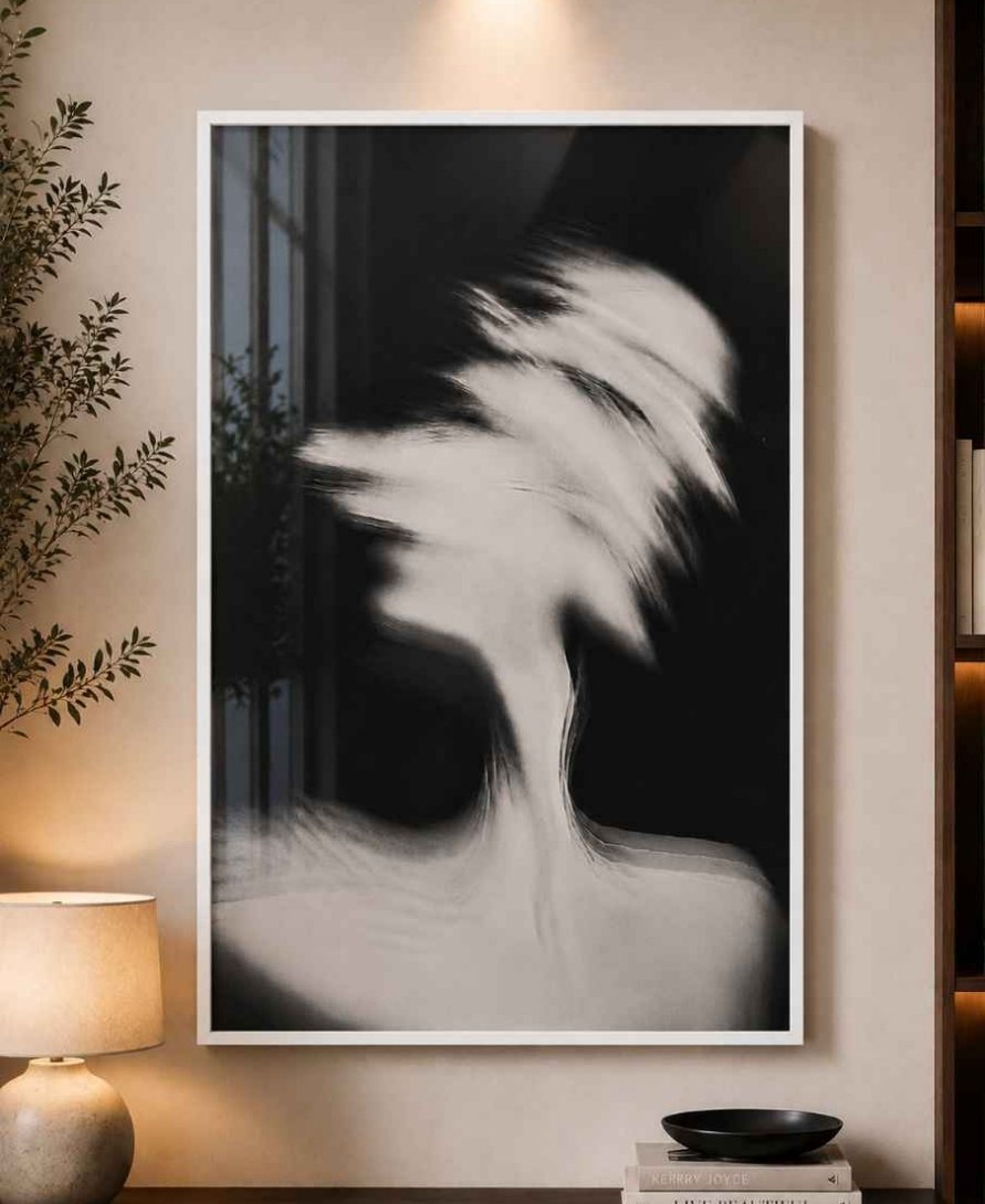 Blurred motion portrait B&W