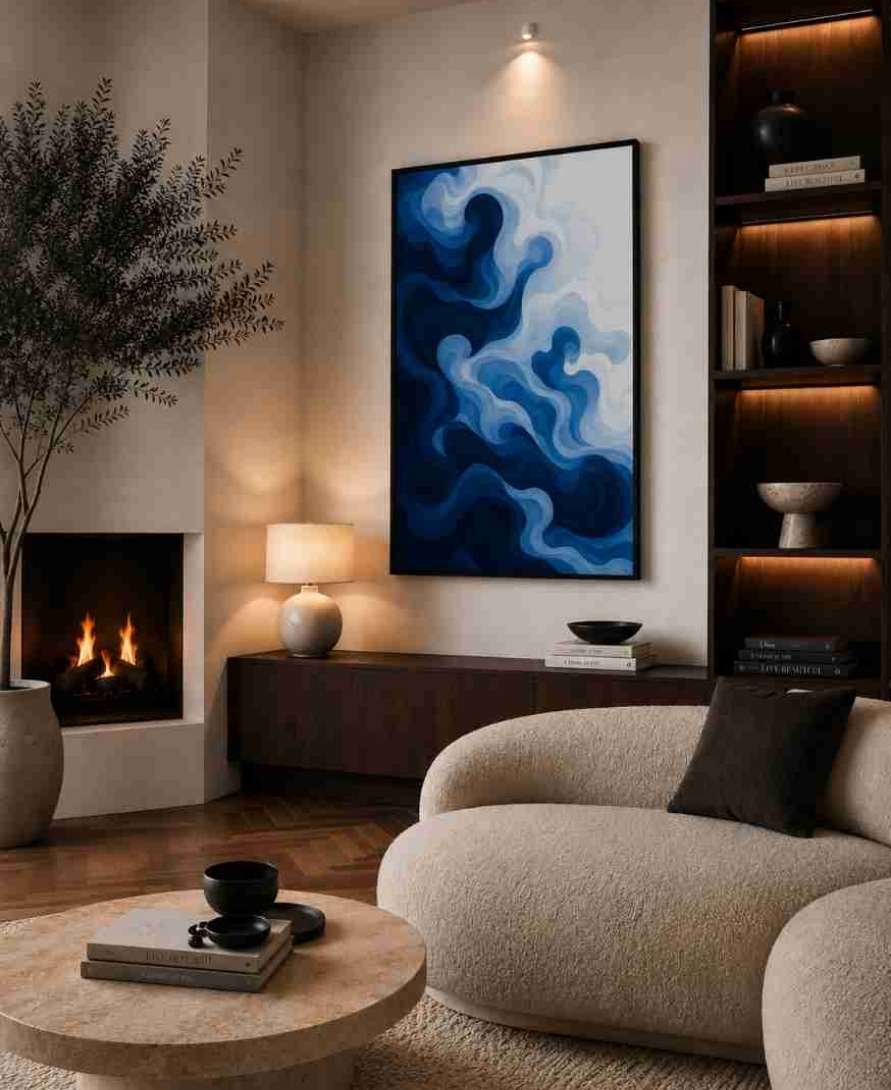 Abstract blue smoke/wave swirls