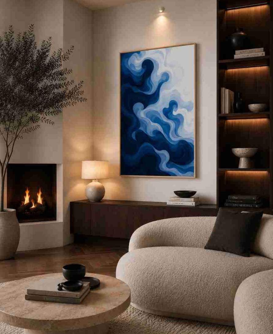Abstract blue smoke/wave swirls