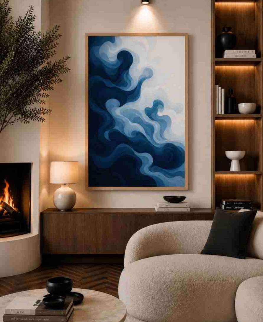 Abstract blue smoke/wave swirls