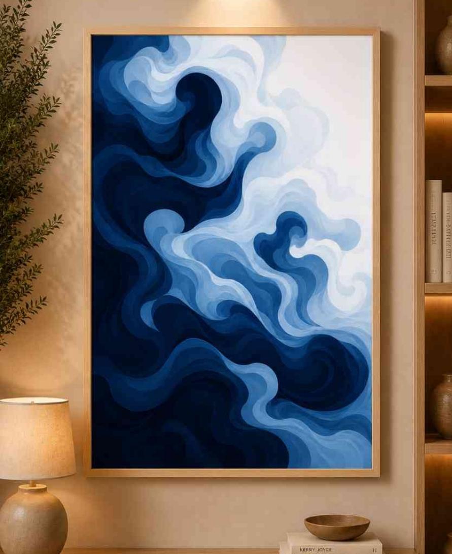 Abstract blue smoke/wave swirls
