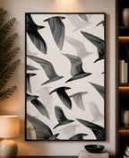 Black and white birds pattern (line art)