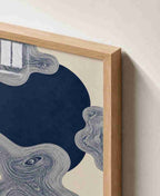 Navy ink swirl with face motifs