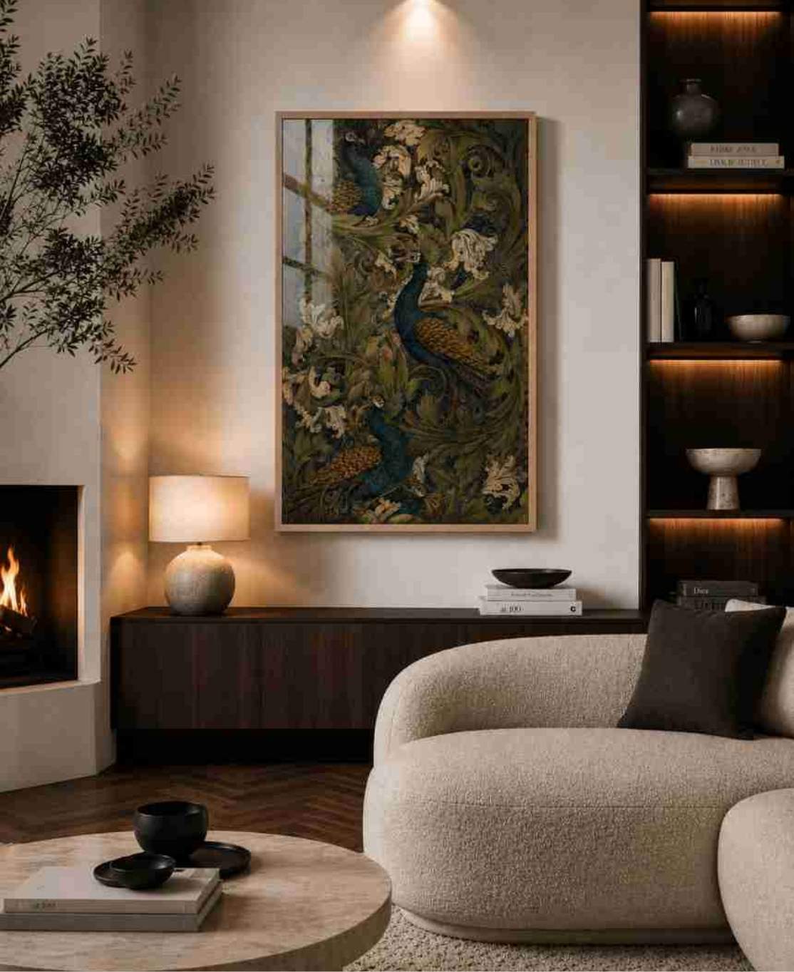 Peacock & acanthus tapestry (green)
