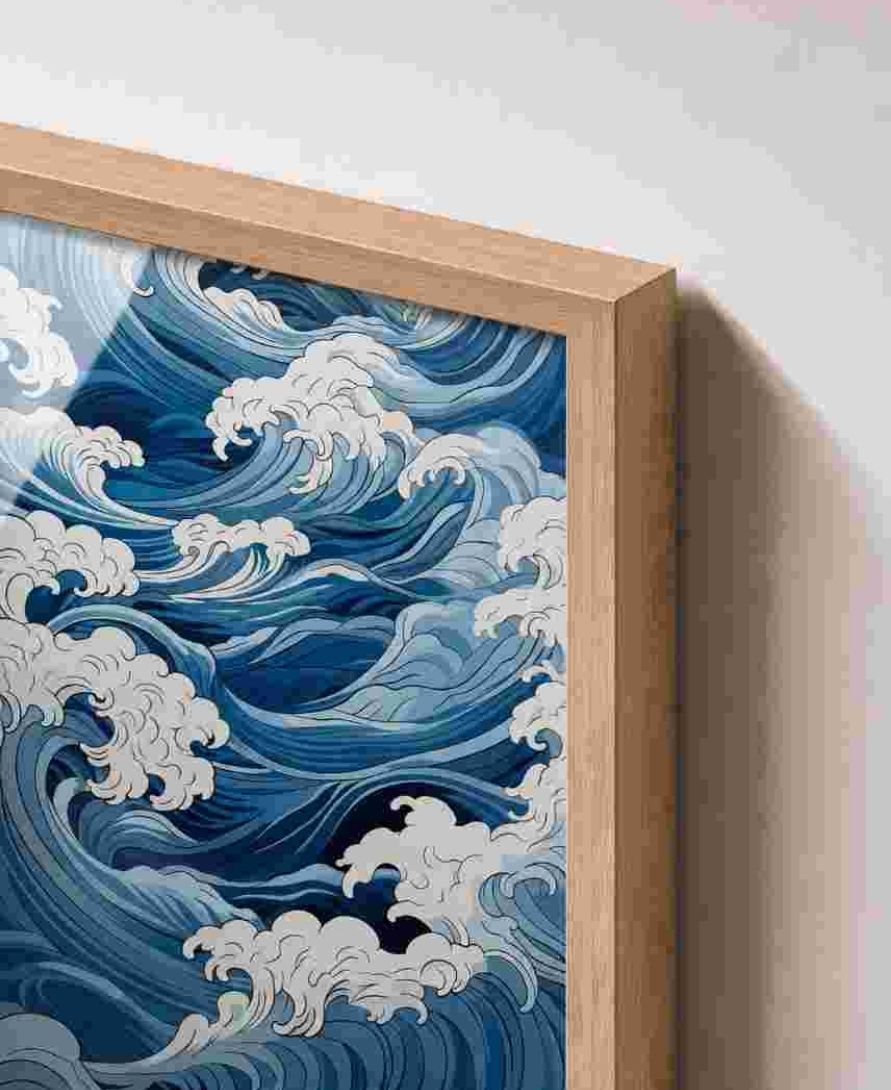 Japanese-style ocean waves (blue/white)